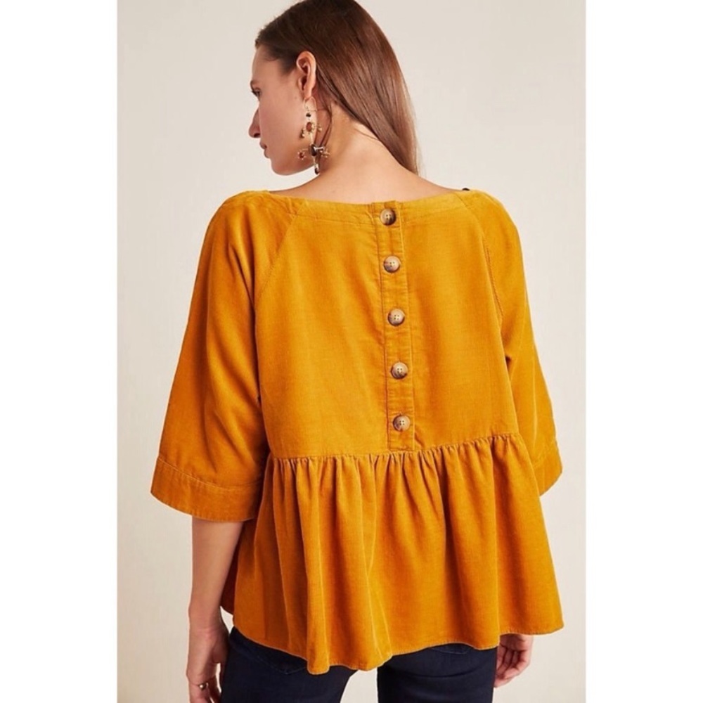 Anthropologie Corduroy Babydoll Top
